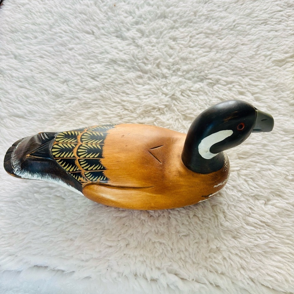 Decorative Wooden Vintage Duck Decoy 12.5”x6”x4”